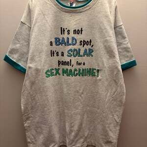 Vintage 1989 Bald Spot Solar Panel Sex Machine Single Stitch Ringer T-Shirt